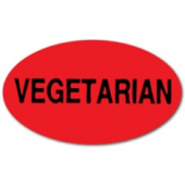 Label, &#039;Vegetarian&#039;, 1.5&quot; Radiant Red Oval