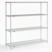 Nexel - Starter Shelving Unit, 72x24x63 Wire with 4 Shelves, 4 Posts and Plastic Clips, Poly-Z-Brite