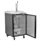 Omcan - Kegerator/Beer Dispenser with 1 Tap and 1 Solid Door, 24x31x52 Stainless Steel, 6.5 cu. ft.,