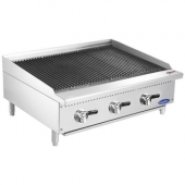 Atosa - CookRite Char Rock Broiler with 3 Natural Gas Burners, 36&quot; Stainless Steel, 35,000 BTU, each