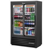 True - Refrigerated Glass Door Merchandiser with 2 Doors and 4 Shelves, 36x18x56, each