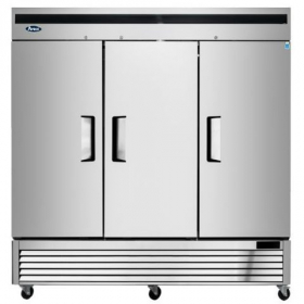 Atosa - Freezer, 3 Solid Swing Doors Bottom Mount with 9 Shelves and 6 Castors, 68 Cu Ft, 81.9x31.7x