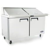 Atosa - Mega Top Sandwich Prep Table, 2 Solid Doors with 2 Shelf and 4 5&quot; Castors, 60.24x33.98x47.14