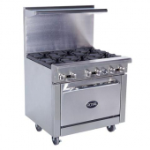 Royal Range - Gas Range with Standard Oven, Stainless Steel, 6 Open Burners (Casters not Included),