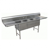 GSW - Sink with 3 Compartments and 2 18" Drain Boards, Bowl Size 18x18x12 Stainless Steel