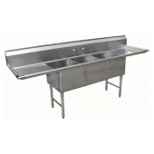 GSW - Sink with 3 Compartments and 2 Drain Boards, 24x20x12