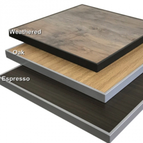 Amko - Outdoor Table Top with Grey Frame, 24x30 Weathered High Performance Laminate