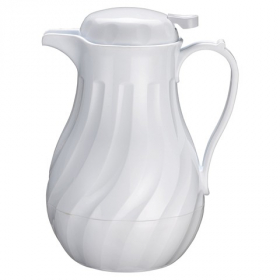 Winco - Beverage Server, 42 oz White Swirl Pattern, Push Button Insulated, each