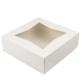Cake/Bakery Box with Window Top, 8x8x2.5 White, 200 count