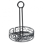 Winco - Condiment Caddy, 6.25x9 Round Black Wire