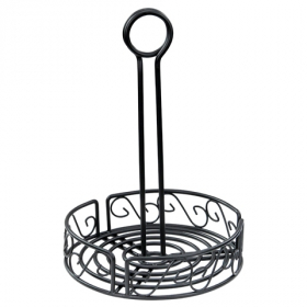 Winco - Condiment Caddy, 6.25x9 Round Black Wire