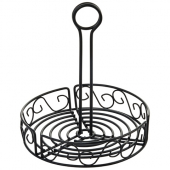 Winco - Condiment Caddy, 7.5x9 Round Black Wire