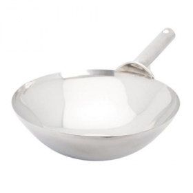 Winco - Wok, 14" Welded Stainless Steel, Chinese Style