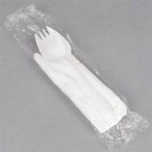 Spork, Medium White PP Plastic with 8x10 Napkin, Individually Wrapped, 1000 count