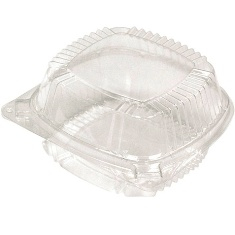 Pactiv - Sandwich Container, 1 Compartment Hinged Smartlock Clear Plastic, 5.25x5.25x2.5