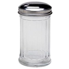 Sugar Jar/Pourer, 12 oz with Ribbed Glass and Flap Top
