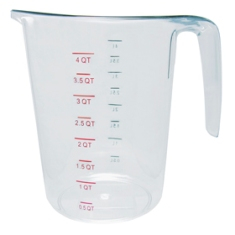 Winco - Measuring Cup with Color Graduations, 4 Quart Polycarbonate Plastic