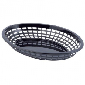Tablecraft - Basket, Black Jumbo Oval Plastic, 11.75x8.875x1.875