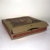 Pizza Box, 10&quot; Brown with Generic Design, Corrugated