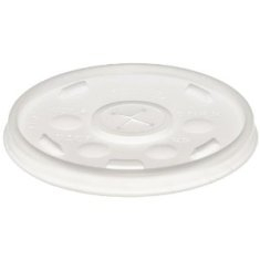 Dart - Lid, Straw Slot (Sorbet Lid) for 10 oz Foam Cups, Translucent Plastic