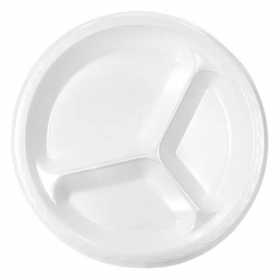 Ecopax - Apollo Plate, 10.25&quot; 3 Compartment White Foam Plate, 500 count