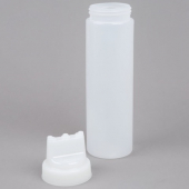 Squeeze Bottle with Three Top Opening, 24 oz Clear Plastic