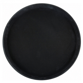 Winco - Serving Tray, 11&quot; Round Black Easy-Hold Rubber-Lined