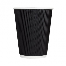 Karat - Hot Paper Cup, 12 oz Black Ripple, 500 count
