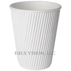Hot Paper Cup, 12 oz White Ripple V Design, 500 count