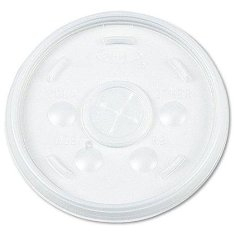 Dart - Lid, Straw Slot (Sorbet Lid) for 12 oz Foam Cups, Translucent Plastic