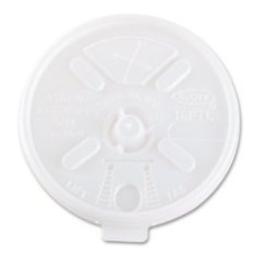 Dart - Lid, Lift Tab/Straw Slot for 16 oz Foam Cups, White Plastic