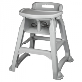 Winco - High Chair with Tray, 25.5x23x29.5 Gray Plastic