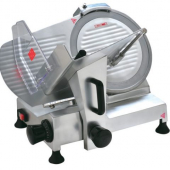 Omcan - Meat Slicer with 12&quot; Blade, Anodized Aluminum Alloy Body and High Carbon Steel Blades, 25x21