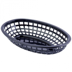 Tablecraft - Basket, Black Oval Plastic, 9.375x6x1.875