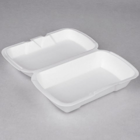 Genpak - Container, Medium Shallow Hinged White Foam