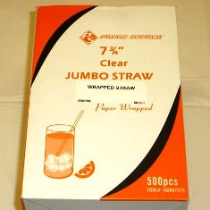 Wrapped Straw, 7.75&quot; Jumbo Clear