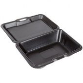 Genpak - Container, 9&quot; Large, Deep All Purpose Foam Hinged Container, Black, 9.19x6.5x2.875