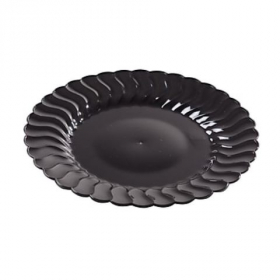 Fineline Settings - Flairware Dessert Plate, 6&quot; Black Plastic