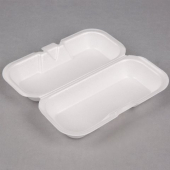 Genpak - Container, Hot Dog Foam Hinged Container, White, 7.38x3.56x2.25