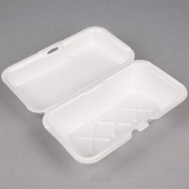Genpak - Container, Large Hoagie Foam Hinged Container, White, 9.5x5.25x3.5