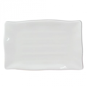 Plate with Wave Edge, 11.25x7.25 White Melamine, 12 count
