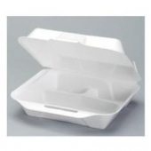 Genpak - Container, Jumbo 3 Compartment Foam Hinged Dinner Container, White, 10.25x9.25x3.25