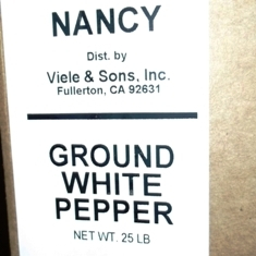 Nancy Brand - White Pepper, Ground, 25 Lb