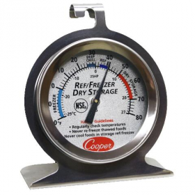 Cooper-Atkins - Thermometer, Refrigerator/Freezer, 2&quot; dial -20-80 degrees F, each