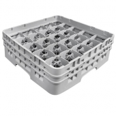 Cambro - Camrack Glass Rack with 25 Compartments with 2 Extenders, Fits 5.25&quot; Tall Glass, Soft Gray
