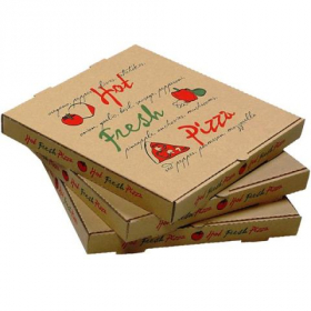 Pizza Box, 28&quot; Brown with Generic Design, Corrugated