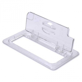 Cambro - Camwear Food Pan FlipLid with Spoon Notch, Fits 1/3 Size, 12.75x6.94, Clear PC Plastic