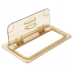 Cambro - H-Pan Food Pan FlipLid with Spoon Notch, Fits 1/3 Size, 12.75x6.94, Amber Plastic, each