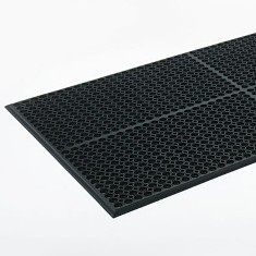 Floor Mat, Heavy-Duty Antifatigue Black Rubber, 3&#039;x5&#039;