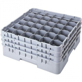Cambro - Camrack Glass Rack with 36 Compartments, Fits 6.125&quot; Tall Glass, Soft Gray Plastic